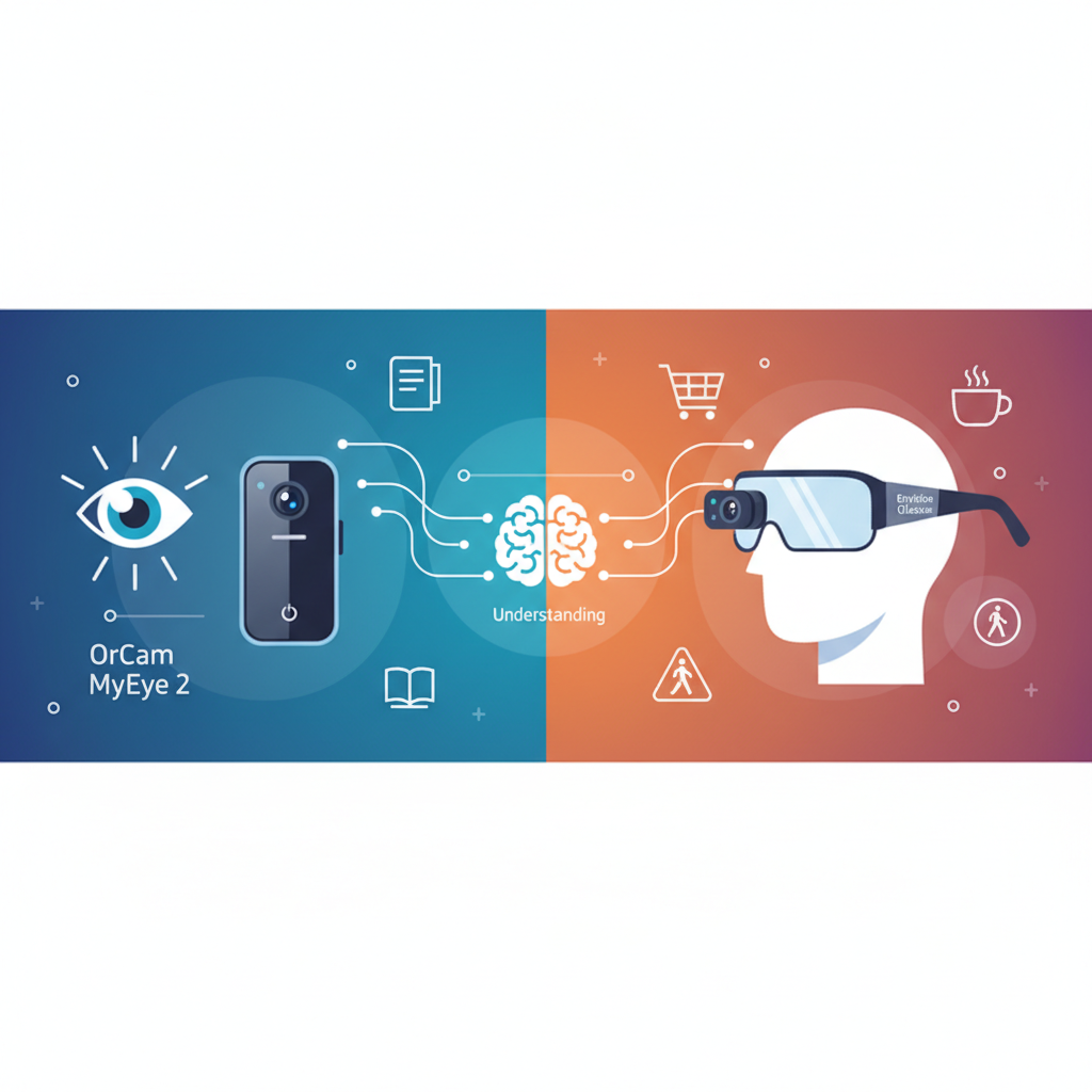 Illustration for OrCam MyEye 2 vs. Envision Glasses: Choosing the Best Smart Vision Aid for Daily Life