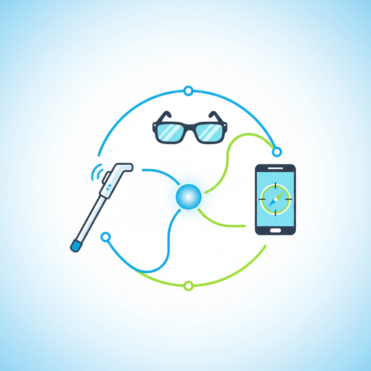 Illustration for Seamless Integration of Smart Canes, Glasses, and Apps for Enhanced Low Vision Mobility