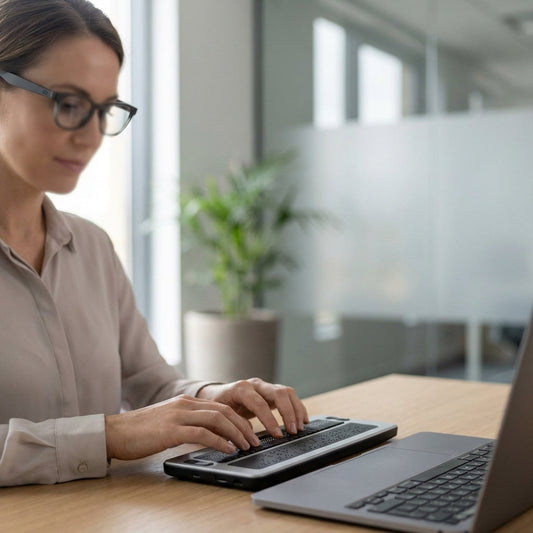 Illustration for Enhancing Professional Productivity: Integrating Smart Glasses with Braille Tablets for Seamless Workplace Accessibility