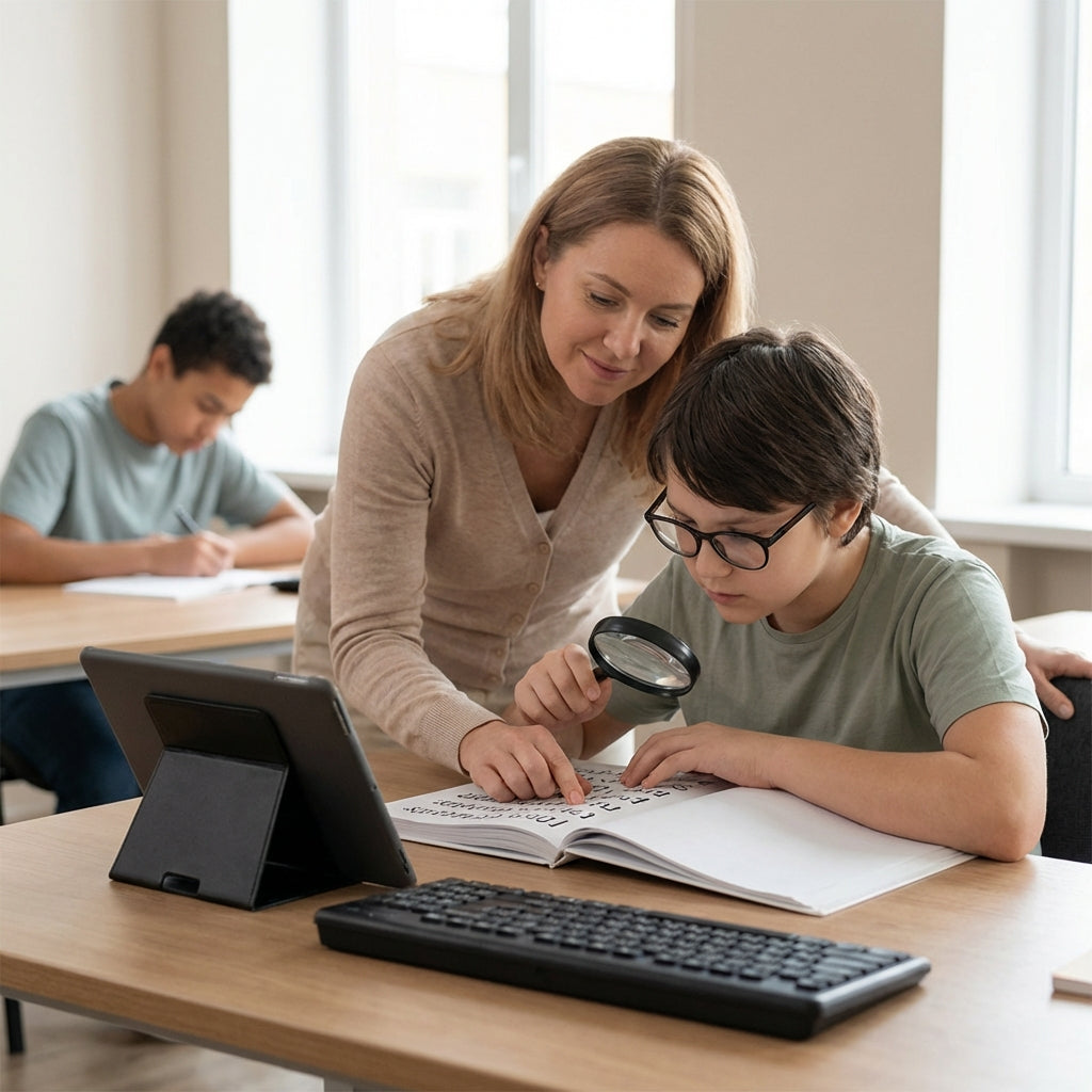 Illustration for Enhancing Classroom Independence: Essential Visual Aids and Assistive Technologies for Students with Low Vision