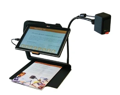 MagniLink TAB electronic magnifier for people with low vision. Available at floridareading.com