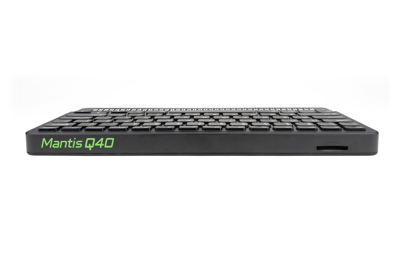 Mantis Q40: Portable Braille keyboard with integrated display for efficient reading and typing.