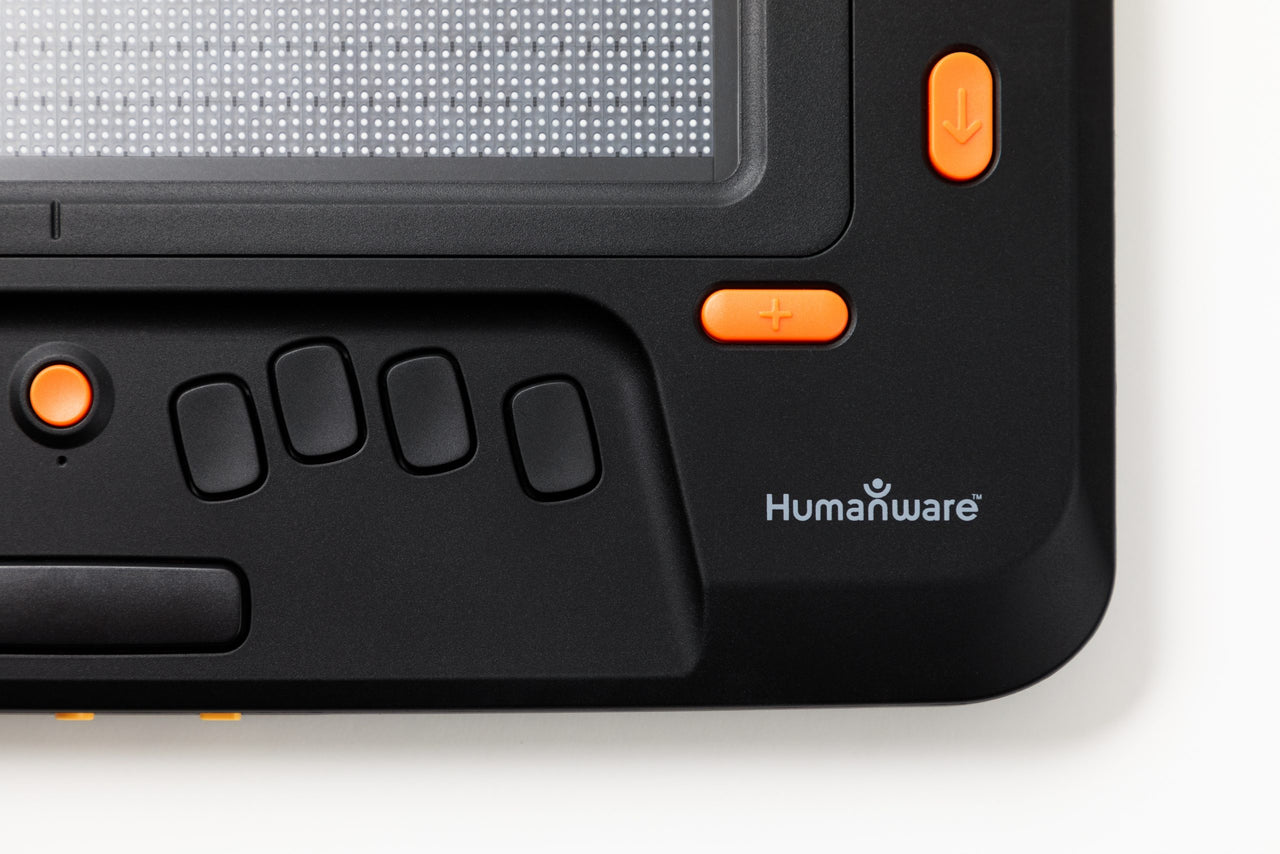 Close-up of buttons on the Monarch Braille display by HumanWare