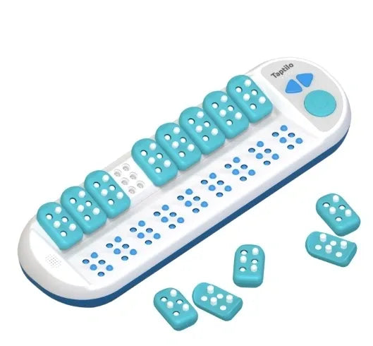 Taptilo 4.0 Smart Braille Learning Device with removable braille blocks. Available at floridareading.com