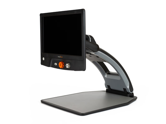 A Reveal 16 magnifier with a black screen and adjustable arm.